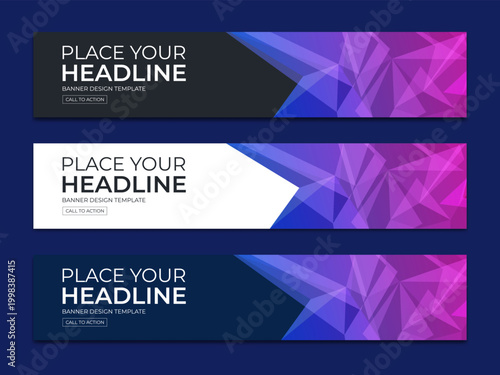 Abstract Geometric Business Banner Set with Gradient Shapes for Corporate Marketing and Branding Design