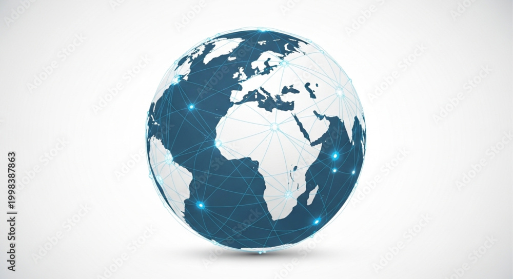 Obraz premium Digital Globe with Connections Representing Global Network.