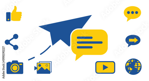 Fotografie Social media marketing, communication, connection, and online messaging concept