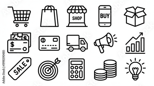 Flat icons set of office and communication tools