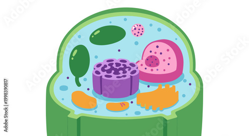 Plant Cell Diagram Illustration with Copy Space for Education