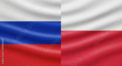 Free Download Split Screen Russia And Poland Flags Fabric Texture Diplomatic Theme JPG - GFXLoad