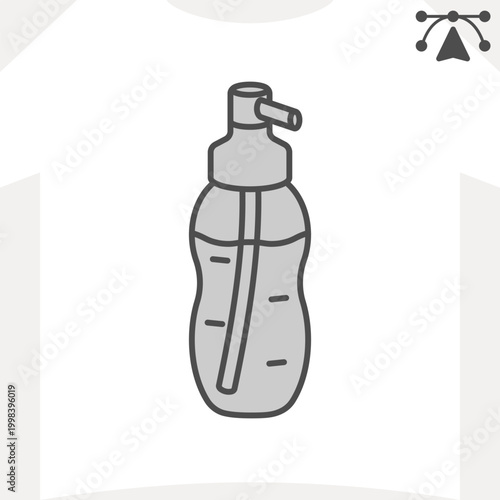 Water bottle isometric icon, hydration, workout concept. Vector graphics. Staying hydrated during exercises sign and editable stroke, outline style icon for mobile or web design.