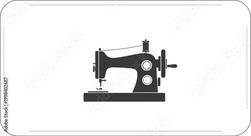 Black and white illustration of a sewing machine