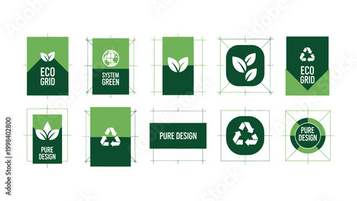 Eco-Friendly Design Collection: A set of vibrant eco-themed designs, showcasing a commitment to sustainability with icons that reflect environmental consciousness.