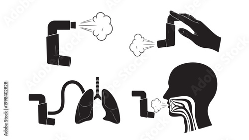 Tactical gun silhouette set with muzzle smoke explosions, ammunition barrels, and dramatic line-art burst icons featuring weapon icon, rifle, firearm