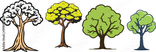  Vector Icon of Tree Growth in Outline Style Featuring a Developing Trunk and Expanding Canopy on a Minimal White Background