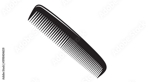 Comb icon with premium black silhouette and fine tooth lines for grooming and personal care design featuring barber, hairstyle, brushing with styling