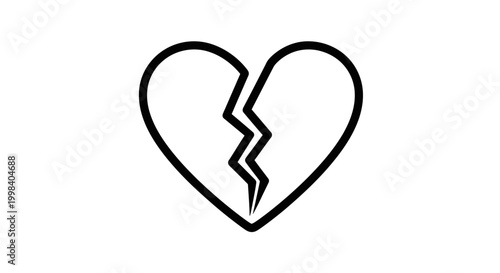 Broken Heart Icon - Symbol of Love Lost and Sadness