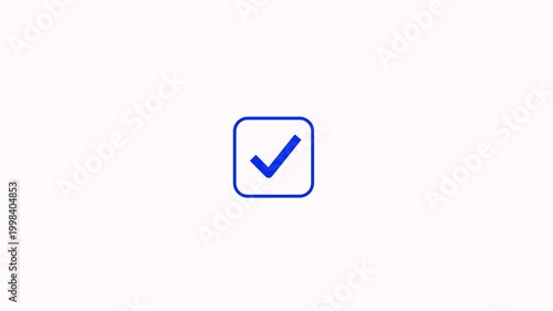 Checkmark correct right square pop up animated in a square box isolated on white background. Checkmark square icon for success, approval, complete, done, correct or positive outcomes