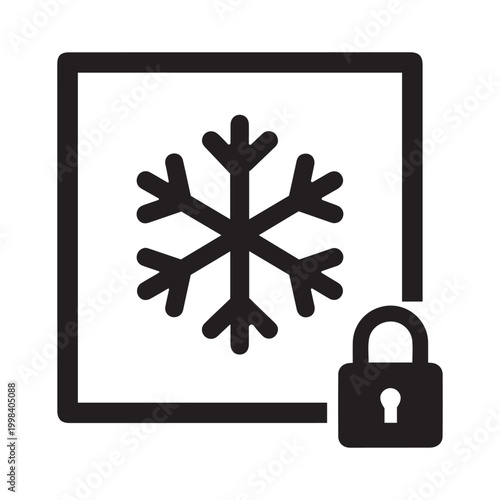 Frozen food security icon with padlock security protected illustration temperature refrigeration maintain guaranteed delivery transport