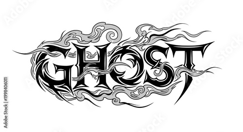 Ghost word in gothic style letters.