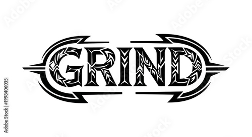 Grind logo with decorative design.