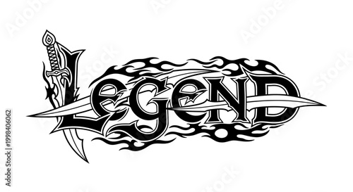 Legend text with dagger sword logo.
