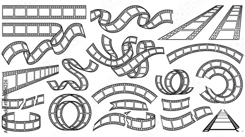 Film strip collection cinematic elements and retro reels for creative projects.