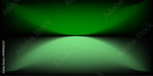 green background abstract with Gradient in empty room studio, green empty room studio gradient used for background, green background studio with shine use for product shooting. vector dynamic room