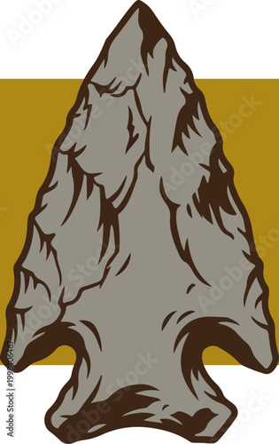 Vintage style illustration of a sharp stone arrowhead.