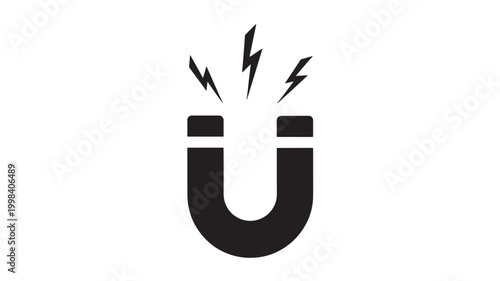 U letter warning lightning icon with black bold typography symbol for safety alerts and premium hazard design featuring electric, sparks, electricity