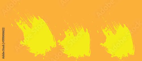  Vibrant yellow brush strokes on orange background, abstract art