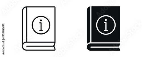 Information book icon set, knowledge and reference symbol in line and flat style. vector illustration.