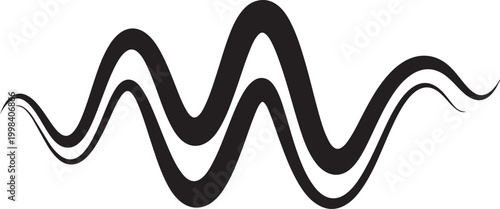 Black wavy lines abstract background, curve horizontal