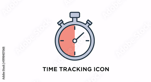 Simple flat design icon of a stopwatch symbolizing time tracking, efficiency, and punctuality in business or personal contexts.
