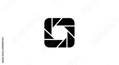 Abstract Black Aperture Icon on White Background