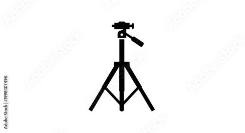 Foto Black Camera Tripod Silhouette on White Background