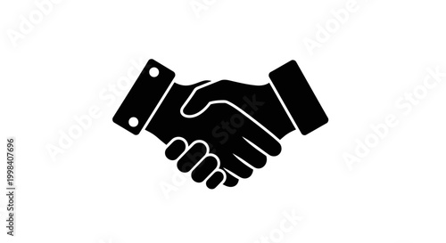 Black Silhouette of Two Hands Shaking in Agreement