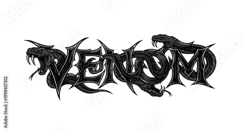 Black Venom word logo design.