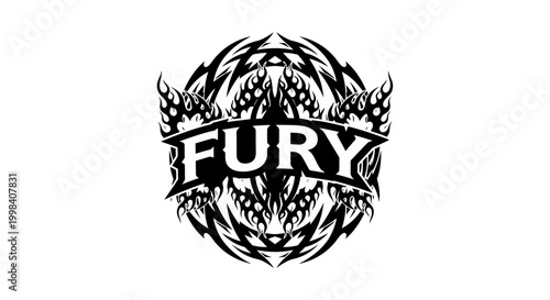 Fury logo with flames and text.