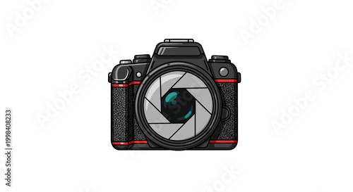 Modern Digital SLR Camera Illustration on White Background