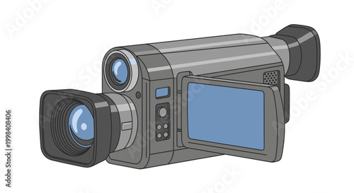 Modern Digital Video Camera Camcorder Illustration on White Background