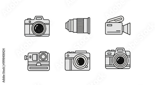 Minimalist Photography and Video Equipment Icon Set