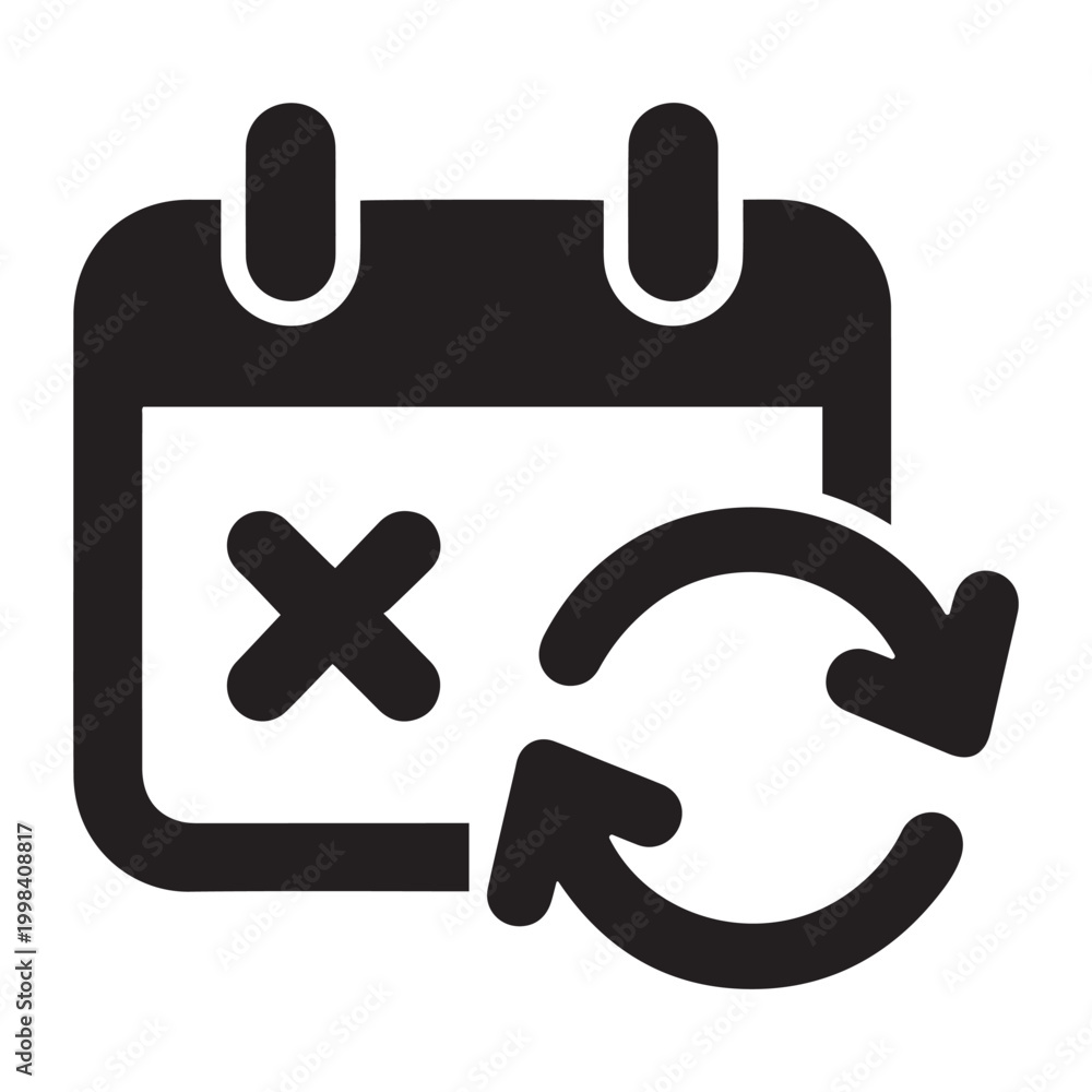 Fototapeta premium Calendar icon with delete mark and refresh arrows symbolizing event cancellation or schedule update calendar schedule management synchronize
