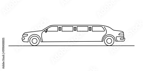 Simple line art drawing of a long luxury limousine car