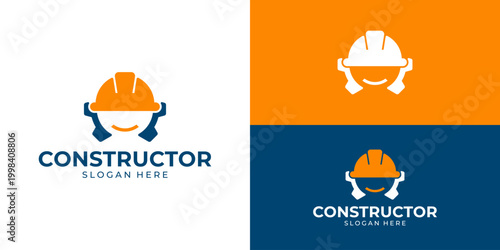Creative simple constructor logo template. Engineer logo design vector illustration.