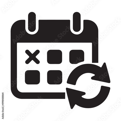 Calendar grid icon with marked dates a delete cross refresh arrows for schedule management calendar schedule management planning selected
