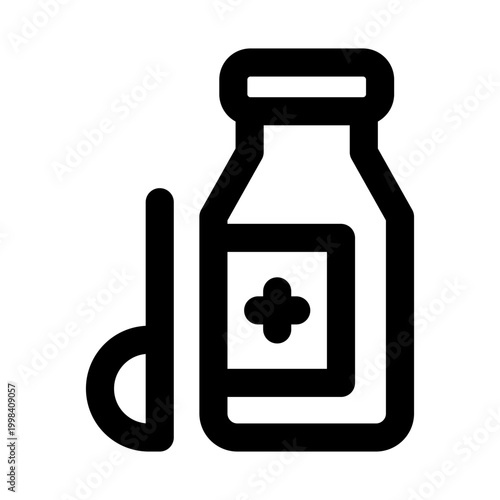 Cough syrup bottle icon. Cough syrup bottle modern line icon with clean style premium quality design representing medicine relief cough care healthcare and pharmacy essentials concept