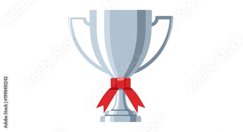 Shiny silver trophy cup award.