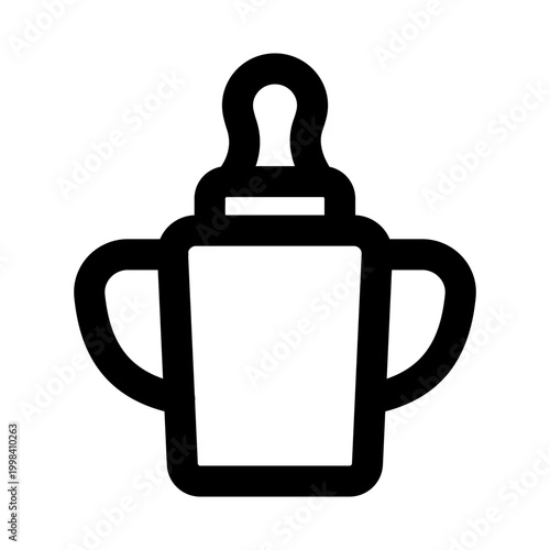 Baby sippy cup icon. Baby sippy cup modern line icon with clean style representing infant drinking training cup feeding and childcare essentials concept