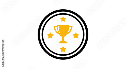 Golden Trophy with Stars in a Circle Emblem.