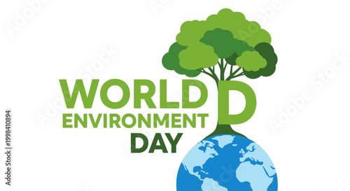 World Environment Day logo with tree and globe.