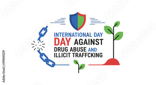 International Day Against Drug Abuse and Illicit Trafficking awareness campaign logo.