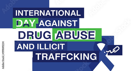 International Day Against Drug Abuse Awareness Ribbon.