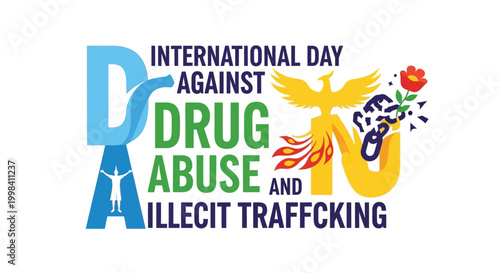 International Day Against Drug Abuse and Illicit Trafficking awareness campaign logo.