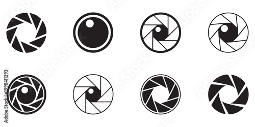 Photography Aperture and Camera Shutter Symbols Set