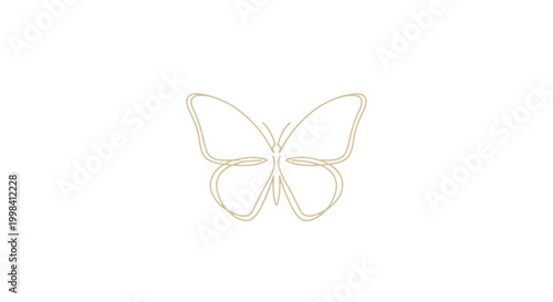 Billede på lærred Elegant Gold Butterfly Outline on White Background
