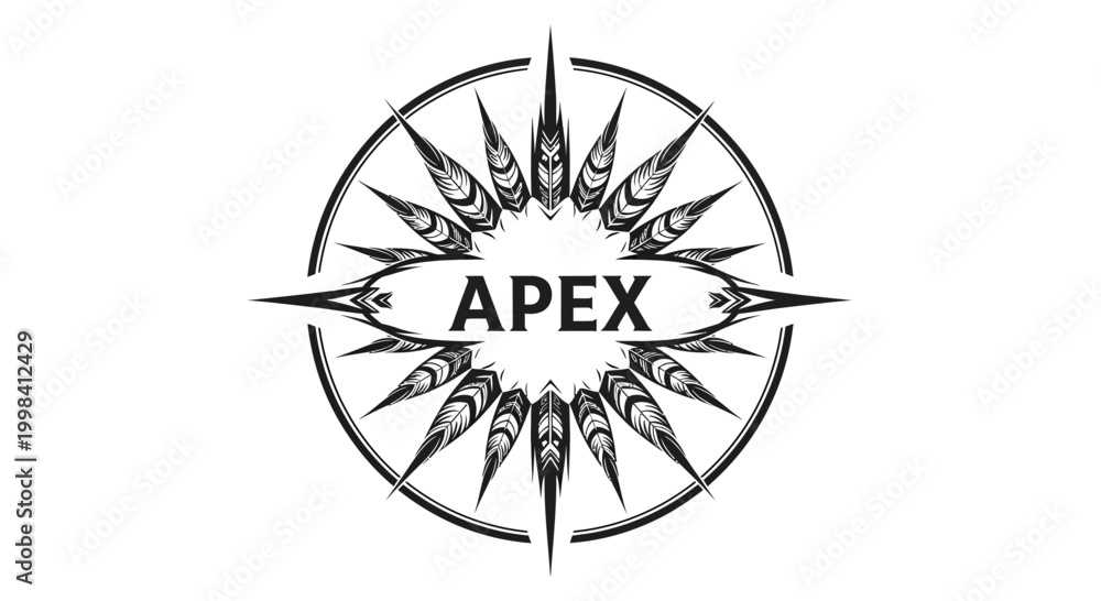 Fototapeta premium Apex Compass Rose Logo Design with Intricate Details and Bold Typography.