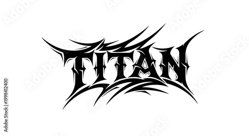 Titan wordmark in a heavy metal or gothic style with sharp jagged edges.